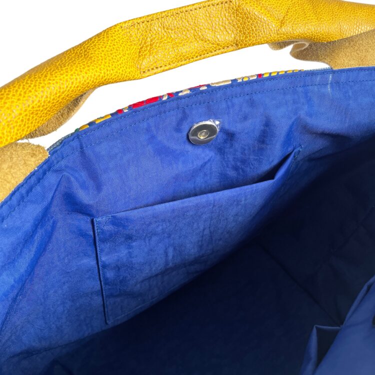 Canvas Tote Bag Blue Yellow Indian large