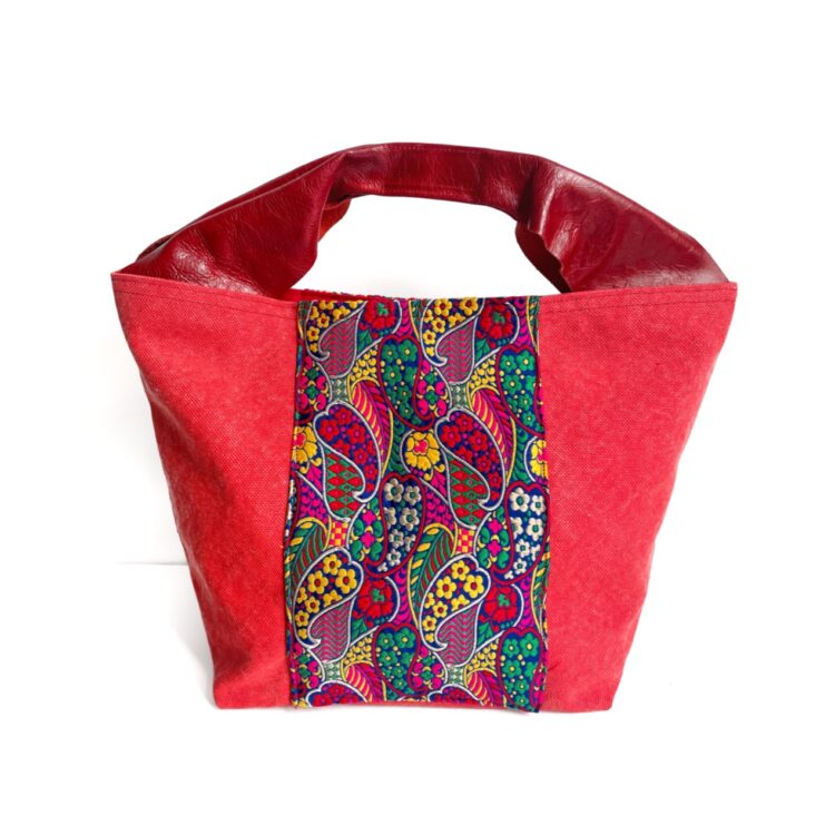 Canvas Tote Bag Red Indian Flower large