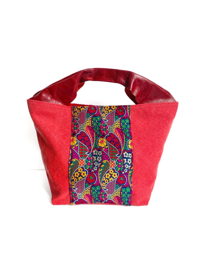Large Canvas Indian Leather Tote Bag Rosy Timber