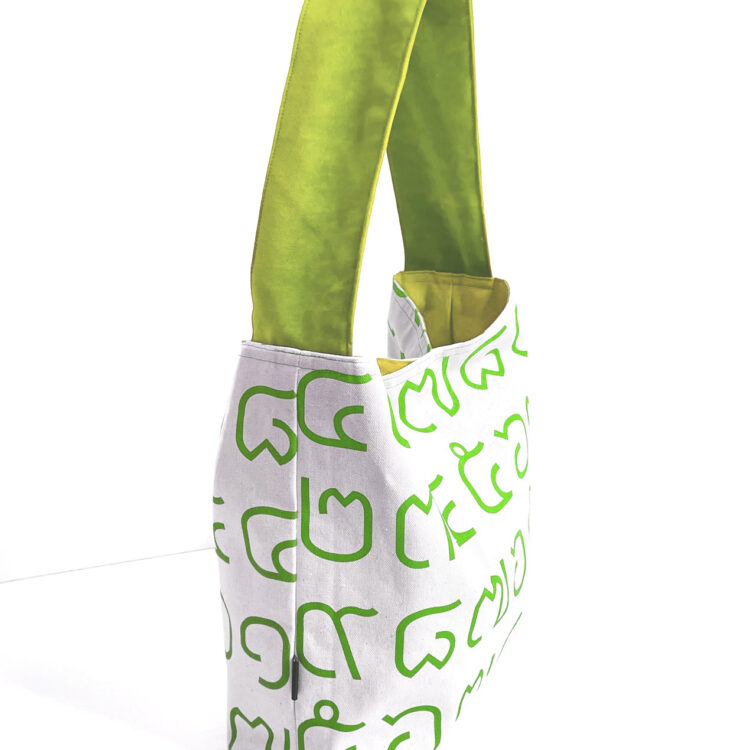 Single Handle Shoulder Bag Thai Letters Green