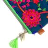 Mini Zipper Pouch Indian Dark Green Flower