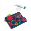 Mini Zipper Pouch Indian Dark Green Flower