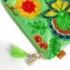 Mini Zipper Pouch Indian Green Flower