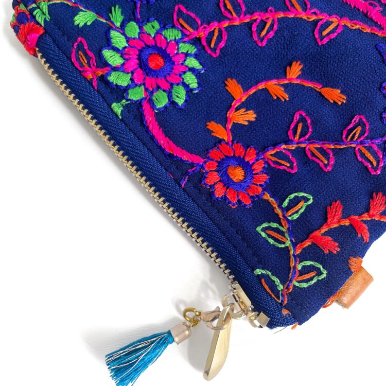 Mini Zipper Pouch Indian Blue Flower
