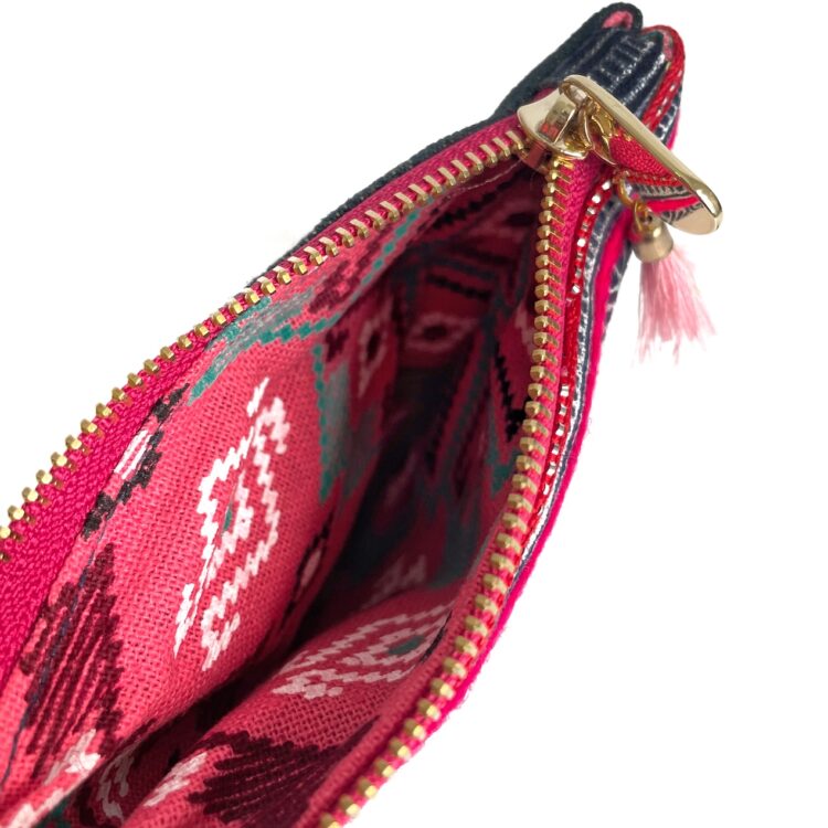 Mini Zipper Pouch Hmong Pattern Pink
