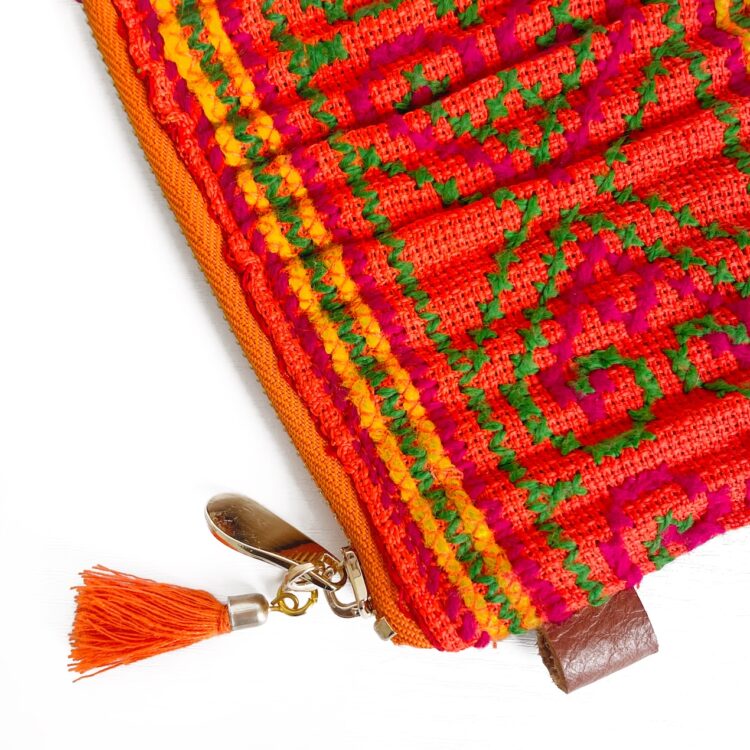 Mini Zipper Pouch Hmong Orange