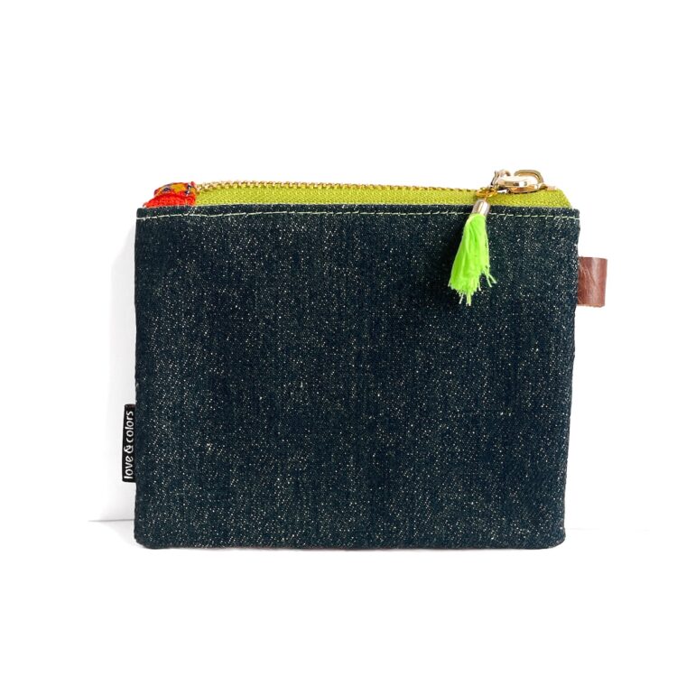 Mini Zipper Pouch Hmong Flower Green