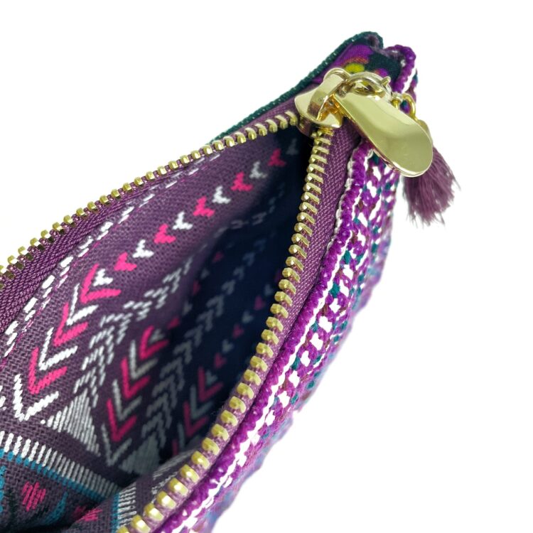 Mini Zipper Pouch Hmong Stripes Purple