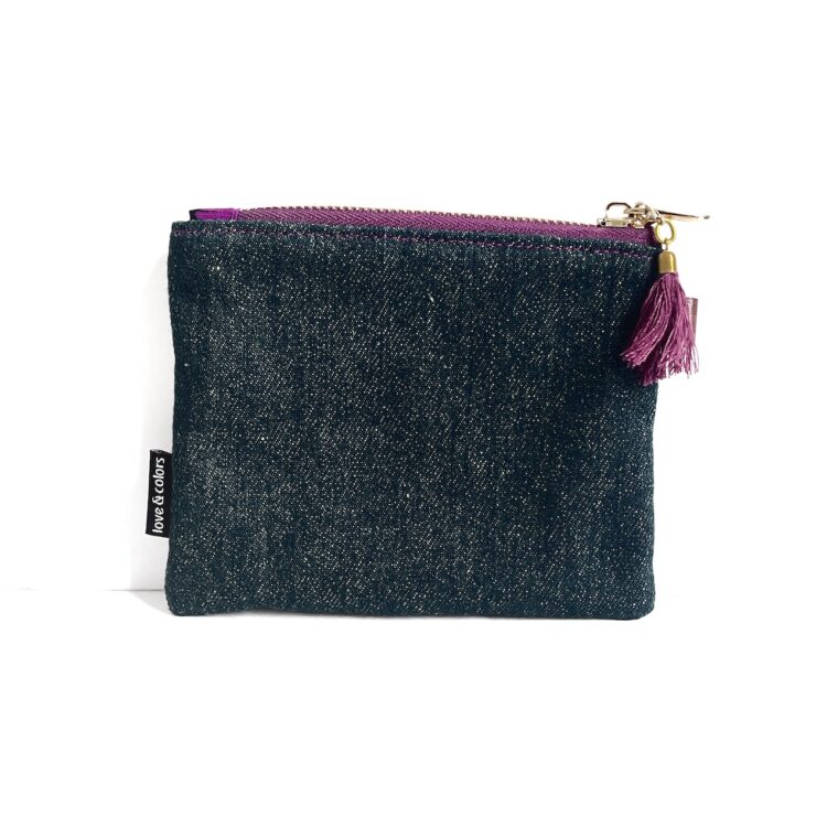 Mini Zipper Pouch Hmong Stripes Purple