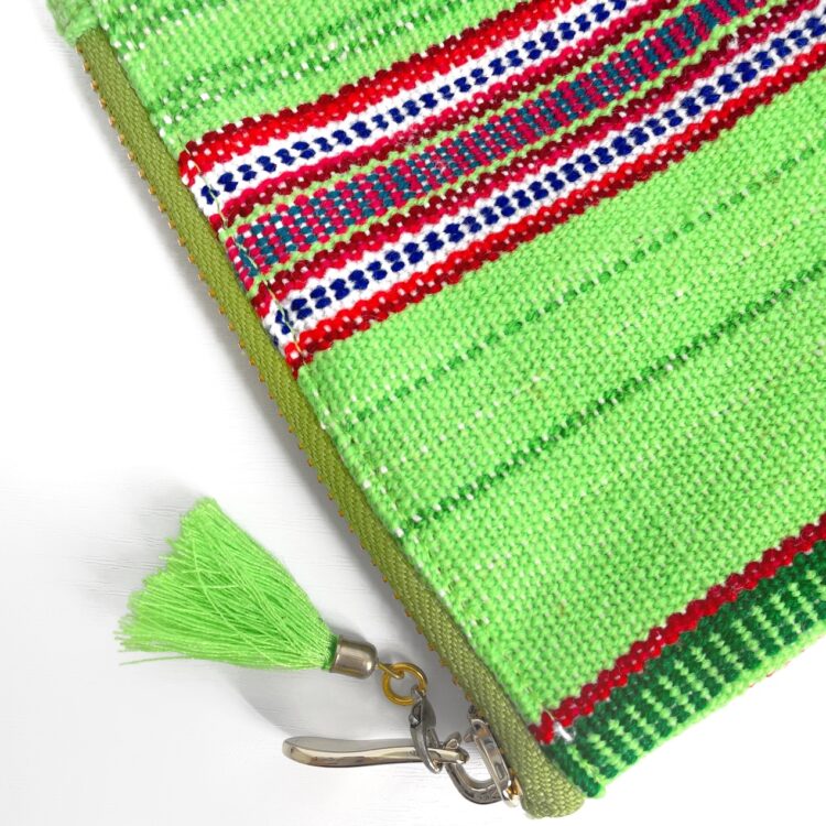 Mini Zipper Pouch Hmong Stripes Green