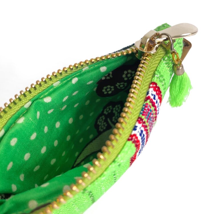 Mini Zipper Pouch Hmong Stripes Green