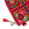 花柄 インド生地 レッド ファスナー付き ミニポーチ