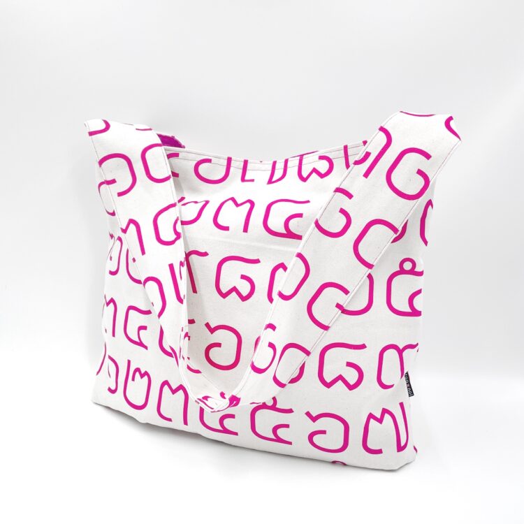 Canvas Messenger Bag Thai Letters Pink