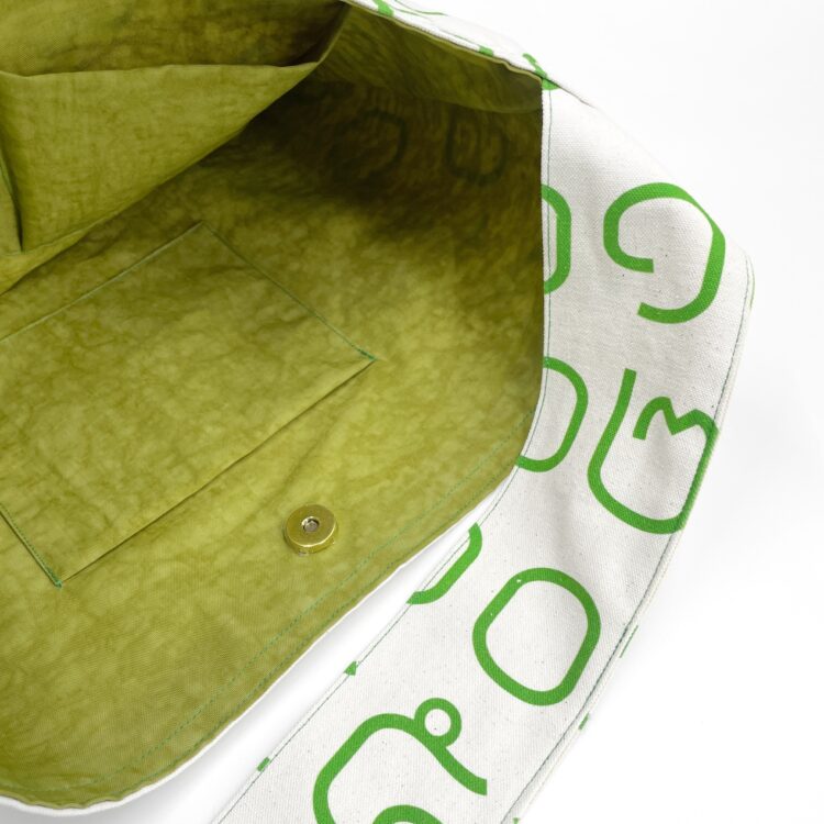 Canvas Messenger Bag Thai Letters Green