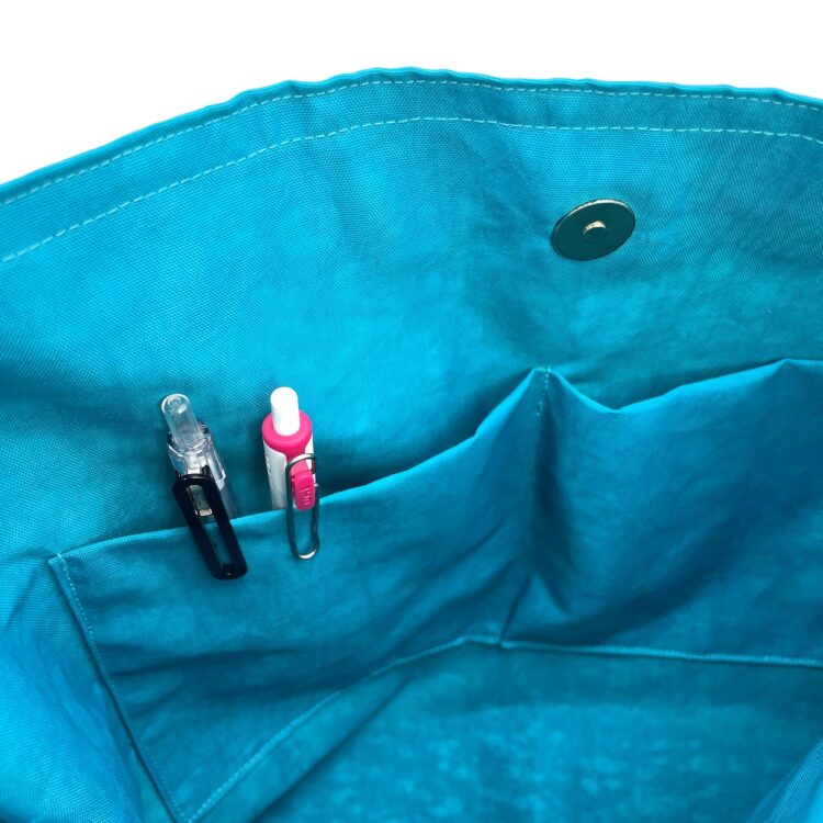 Canvas Messenger Bag Thai Letters Baby Blue