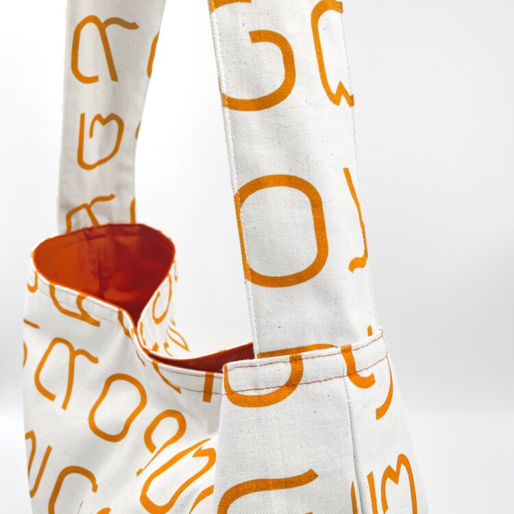 Canvas Messenger Bag Thai Letters Orange