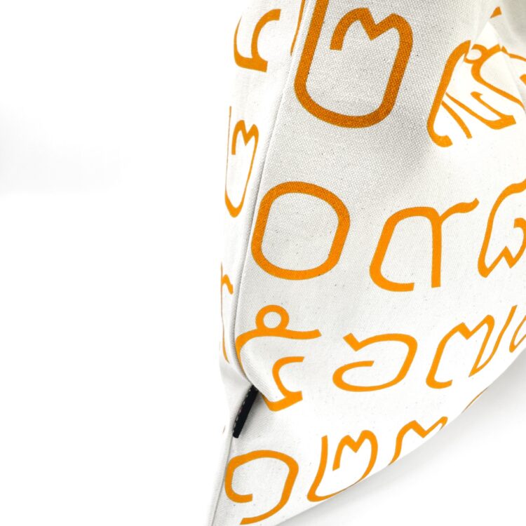 Canvas Messenger Bag Thai Letters Orange