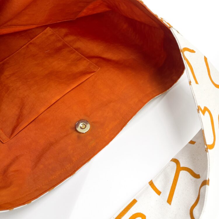 Canvas Messenger Bag Thai Letters Orange