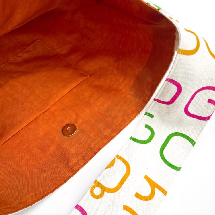 Canvas Messenger Bag Thai Letters Rainbow Orange