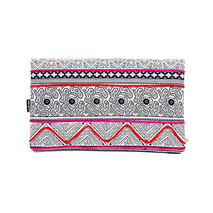 Hmong Pattern Clutch Bag Pink