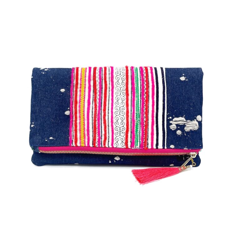 Hmong Stripes Clutch Bag Pink