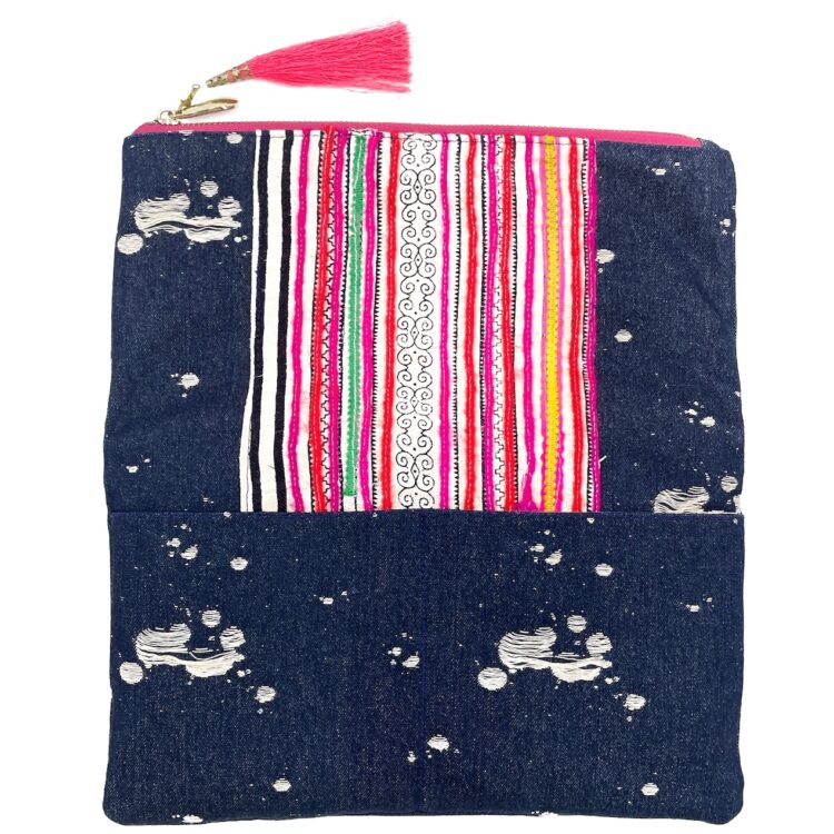 Hmong Stripes Clutch Bag Pink