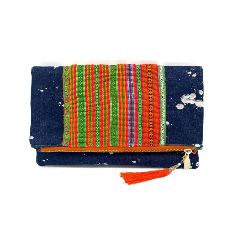 Hmong Stripes Clutch Bag Orange