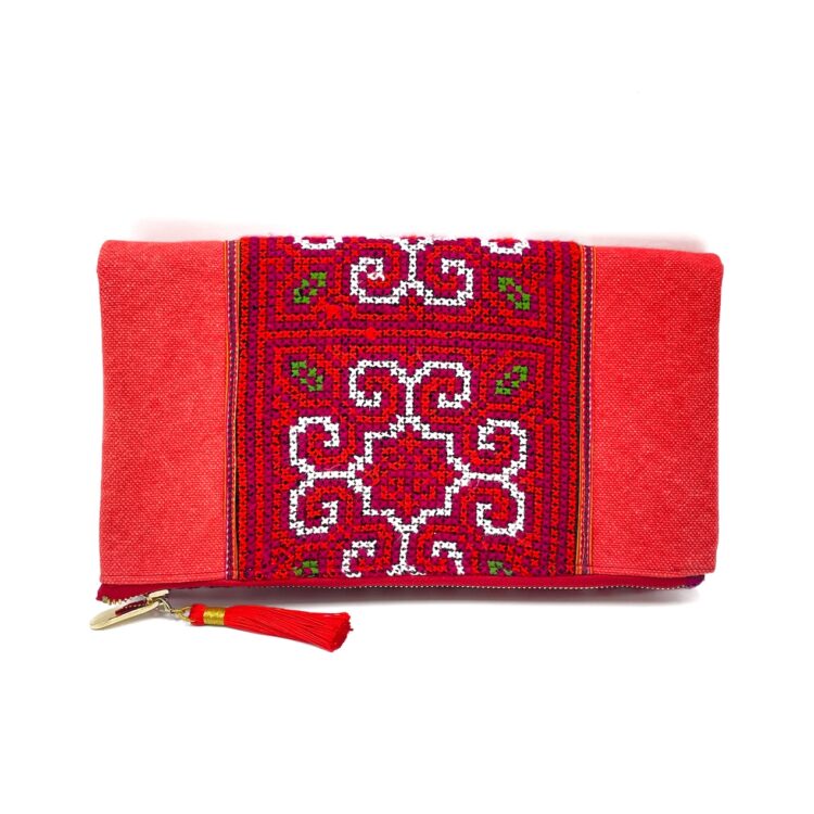 Hmong Snail Clutch Bag Red