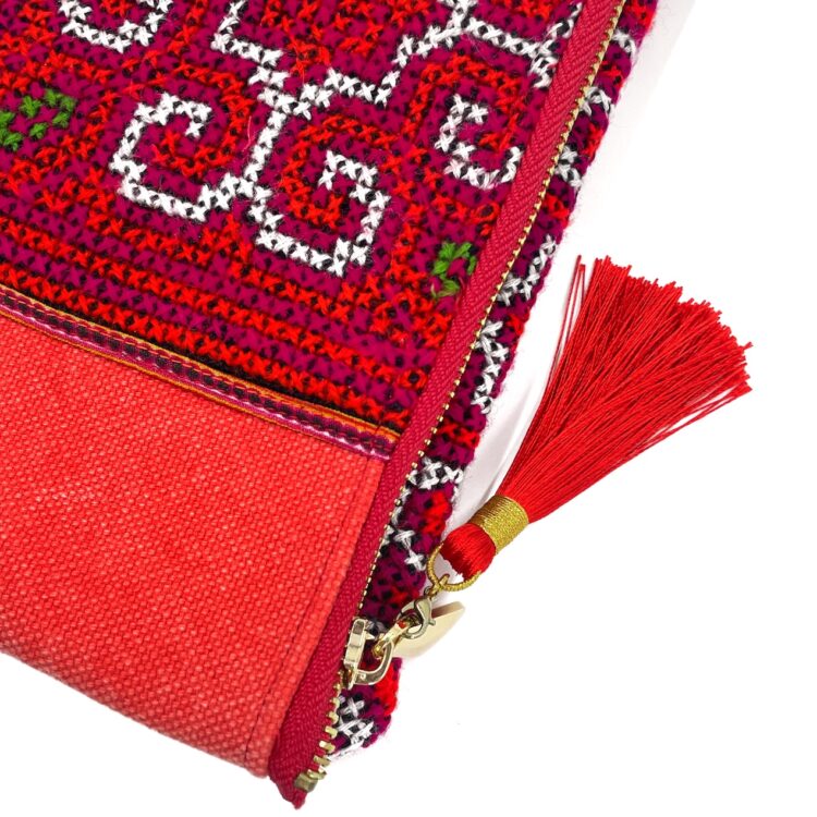 Hmong Snail Clutch Bag Red