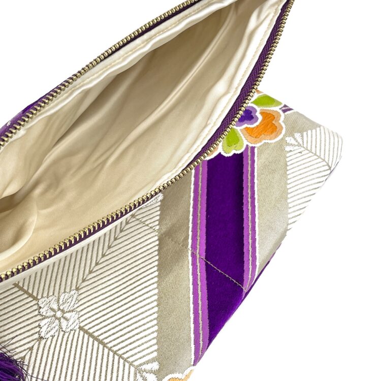 Kimono Clutch Bag Orange Flower Purple