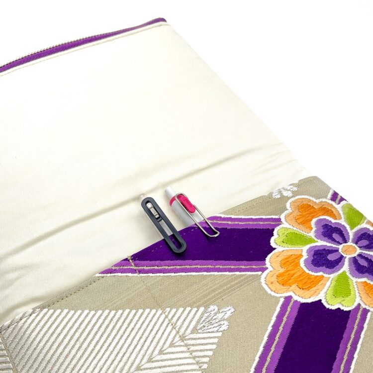 Kimono Clutch Bag Orange Flower Purple
