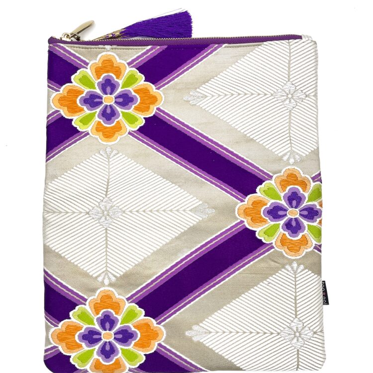 Kimono Clutch Bag Orange Flower Purple