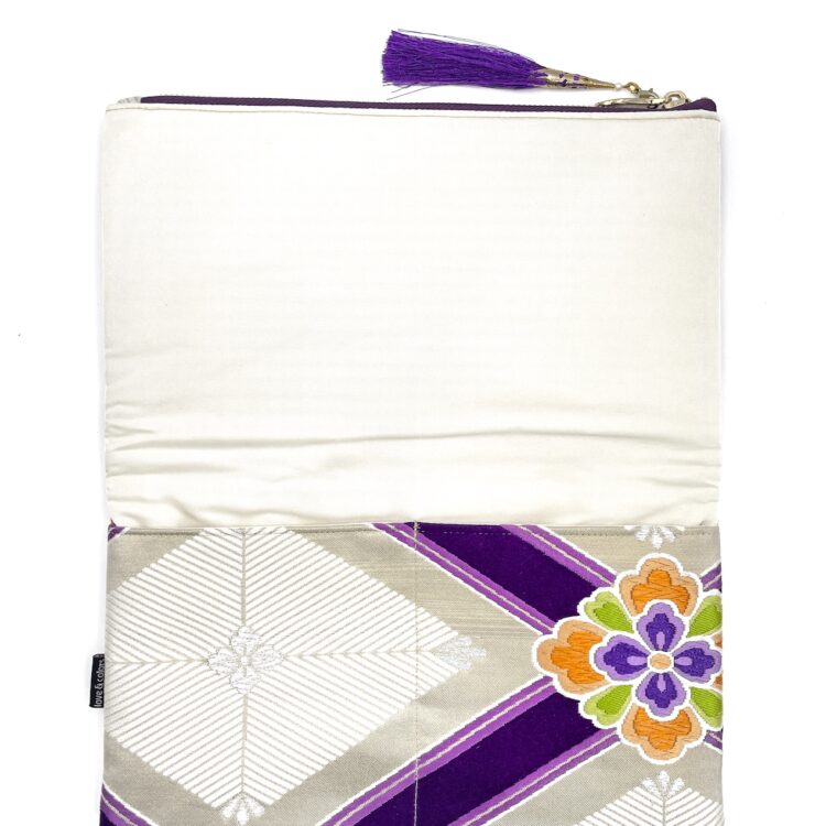 Kimono Clutch Bag Orange Flower Purple