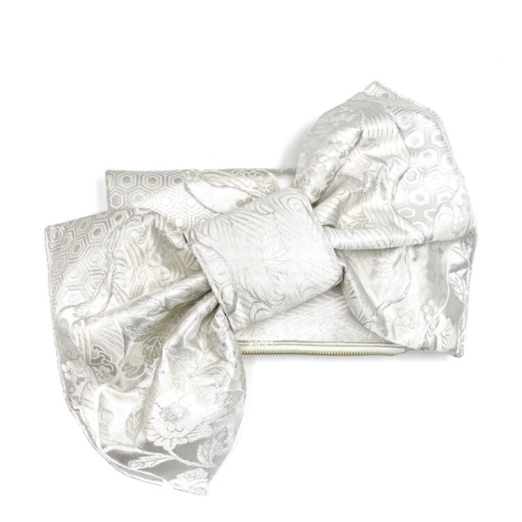 Kimono Ribbon Clutch Classic White