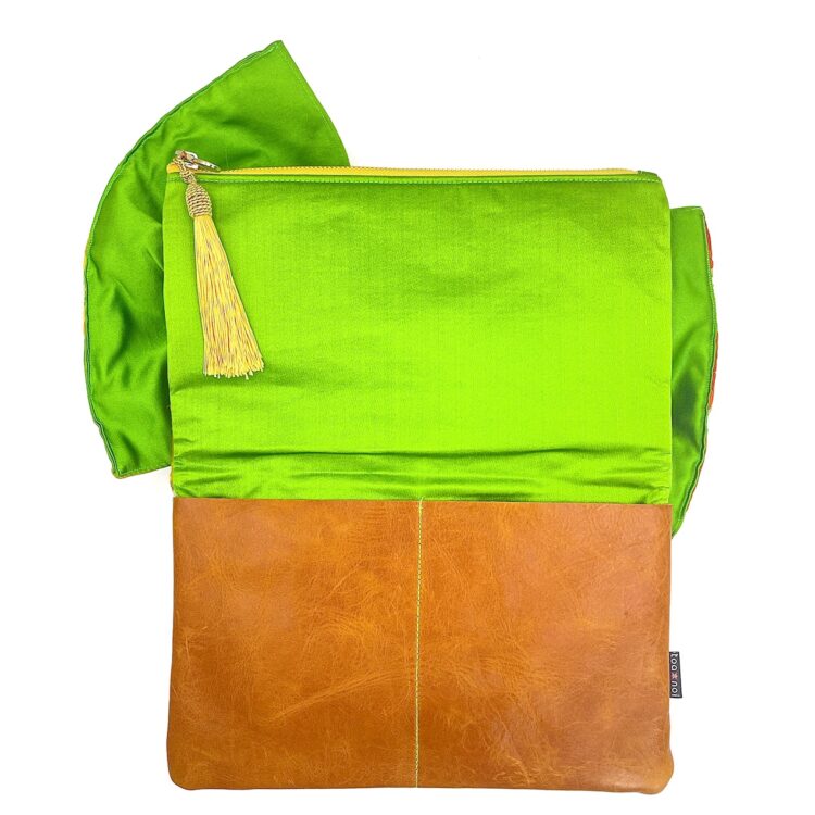 Kimono Ribbon Clutch Hexagon Green