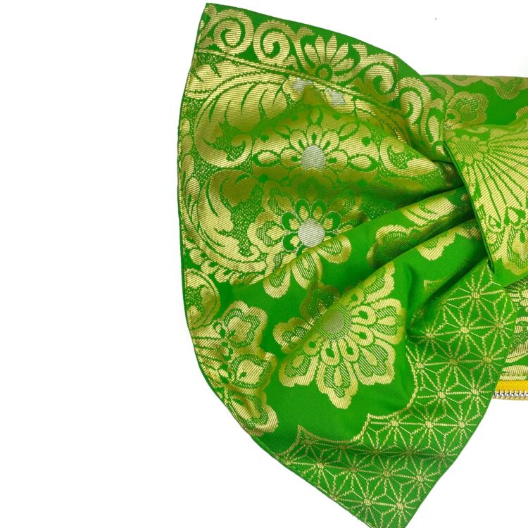 着物 リボン ゴールド グリーン クラッチバッグ