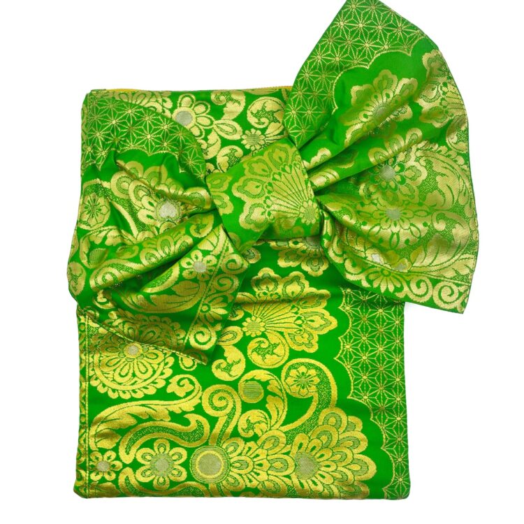 着物 リボン ゴールド グリーン クラッチバッグ