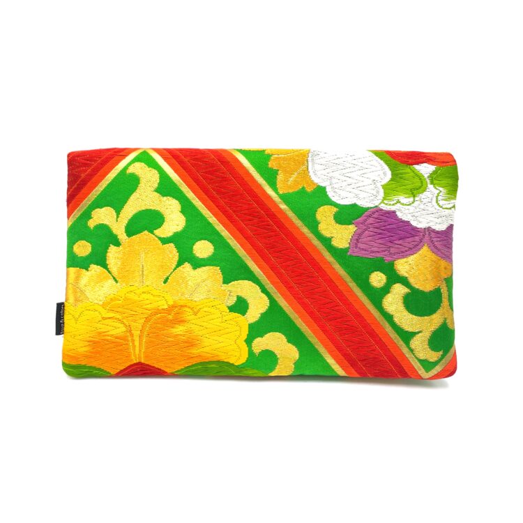 Kimono Clutch Bag Red Flower Green