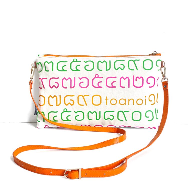 Sacoche Shoulder Bag Thai Letter Rainbow Orange
