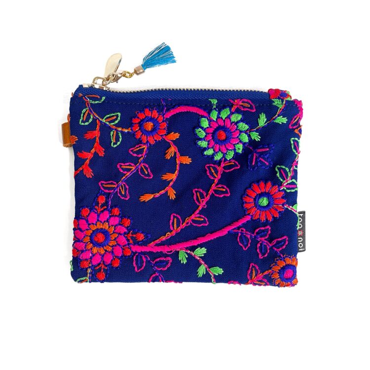 Mini Zipper Pouch Indian Blue Flower