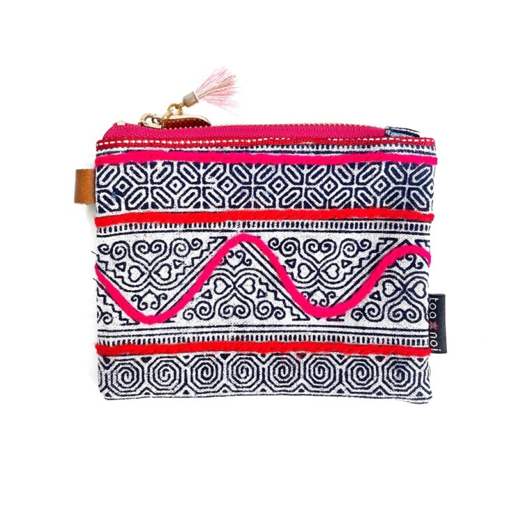 Mini Zipper Pouch Hmong Pattern Pink