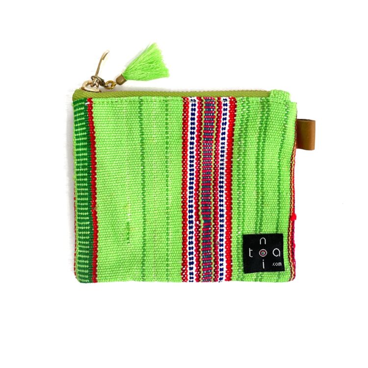 Mini Zipper Pouch Hmong Stripes Green