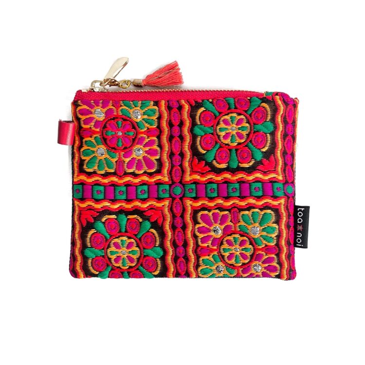 Mini Zipper Pouch Indian Red Flower