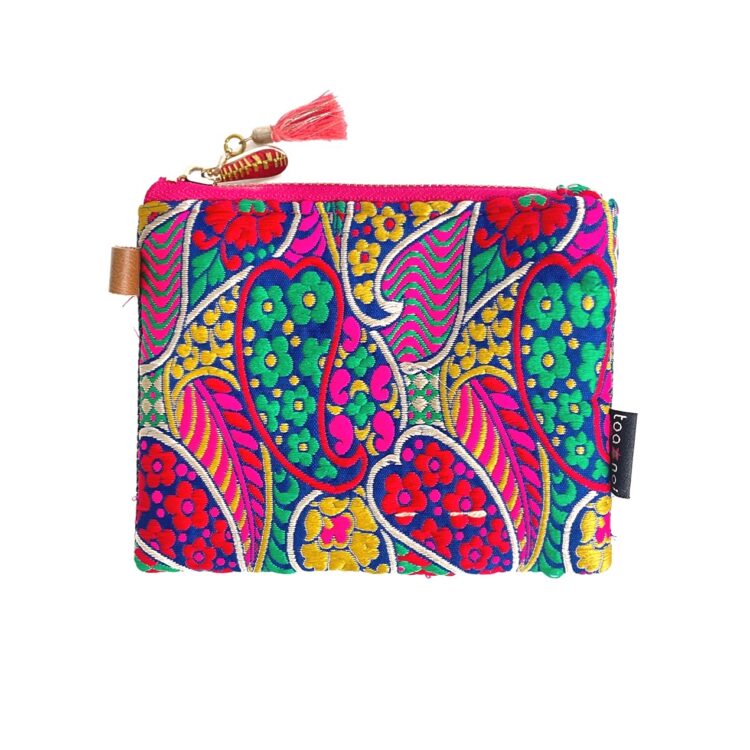 Mini Zipper Pouch Indian Leaf