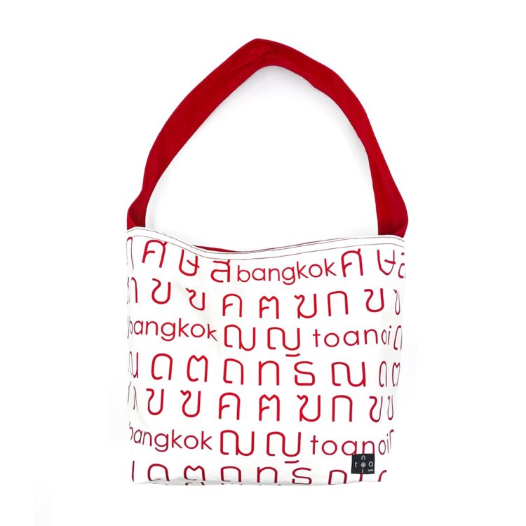 Single Handle Shoulder Bag Thai Letters Red