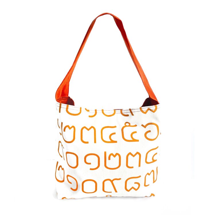 Single Handle Shoulder Bag Thai Letters Orange