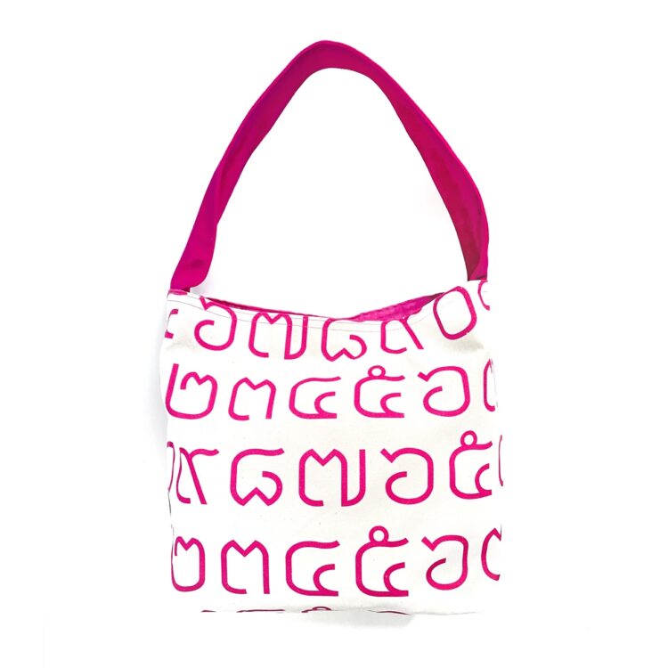 Single Handle Shoulder Bag Thai Letters Pink