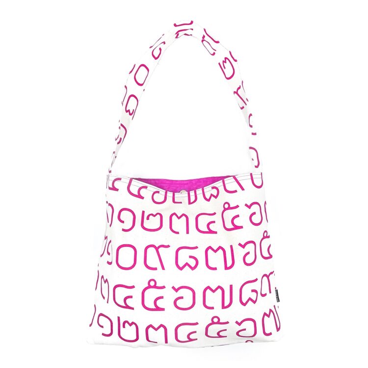 Canvas Messenger Bag Thai Letters Pink