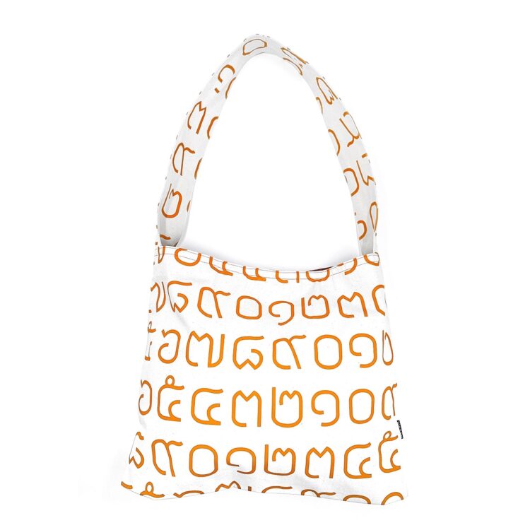 Canvas Messenger Bag Thai Letters Orange