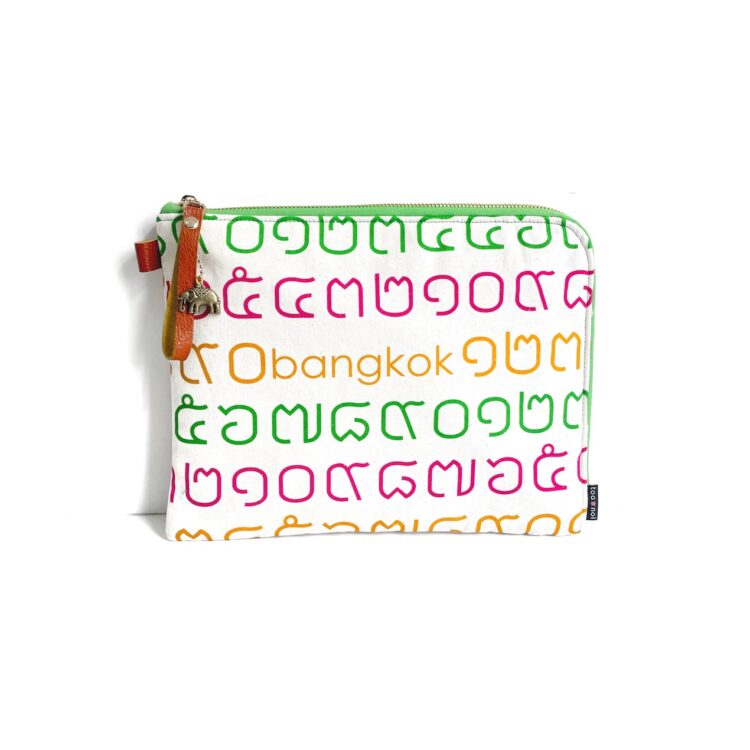 iPad Bag Thai Letter Rainbow Green